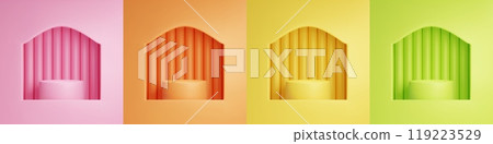 Cylinder podiums in arch windows 119223529