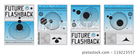 Y2k techno vibe banners set 119223557