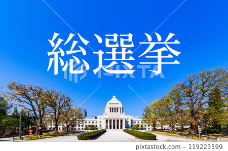 National Diet Building [Image of the Japanese Diet, elections, and illicit funds] *Photographed from a public road outside the subject's premises 119223599