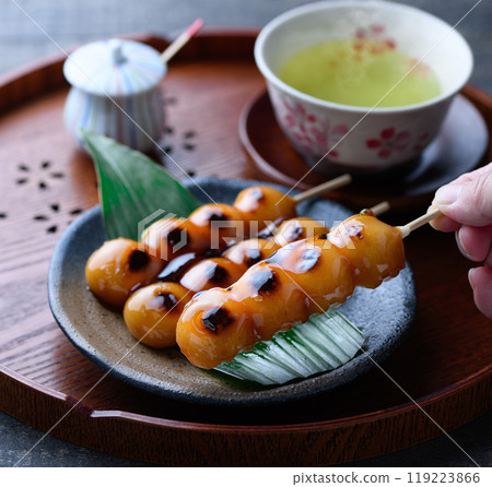 Japanese sweets: Mitarashi dango Japanese sweets: Mitarashi dango 119223866