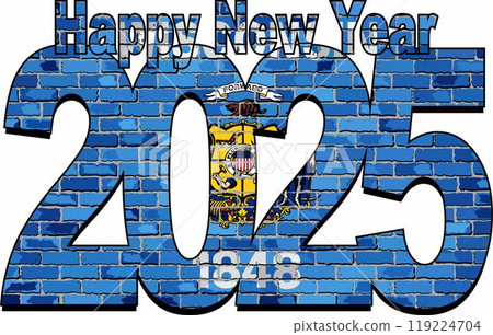 Happy New Year 2025 with Wisconsin flag inside 119224704