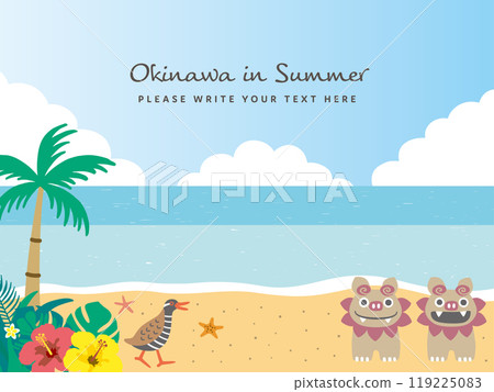 Okinawa beach illustration frame 119225083