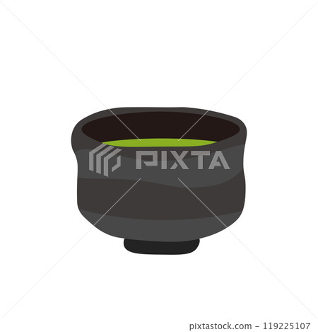 Illustration of matcha in a matcha bowl 119225107
