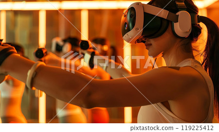 This photo captures the futuristic fusion of fitness and technology 119225412