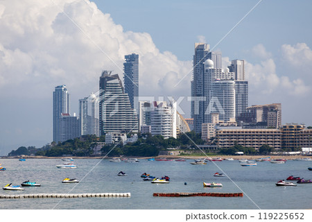 High-rise condominiums and hotels along the shore of Na Kluea in Pattaya High-rise condominiums and hotels along the shore of Na Kluea in Pattaya 119225652