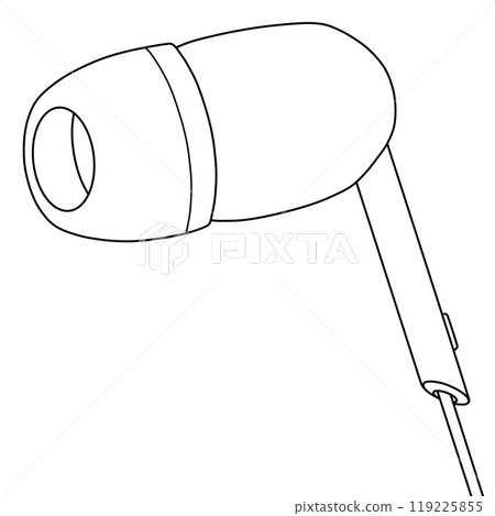 In-ear (closed) wired earphones (line drawing) In-ear (closed) wired earphones (line drawing) 119225855