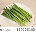 Sliced chives on a plate 119226102