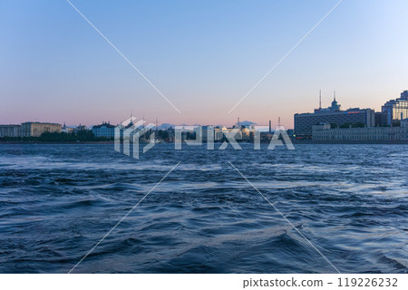 cityscape and view of the Neva River in Saint Petersburg during the White Nights 119226232