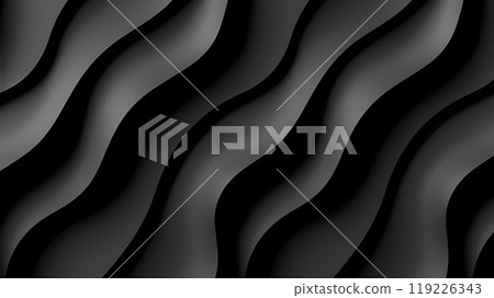 Abstract black wavy background. Smooth curves create a modern and elegant look. Concept of minimalism and sophistication. Banner for Black Friday 119226343