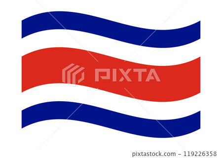 Wavy national flag of Costa Rica, isolated on a transparent background. Flag of the Republic of Costa Rica. Vector illustration 119226358