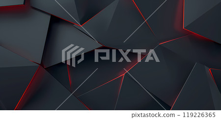 Modern abstract composition with triangular geometric shapes, dark colors and red accents. Perfect for Black Friday advertising 119226365