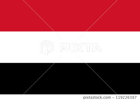 The official national flag of Yemen. Flag of the Republic of Yemen. Vector illustration 119226387