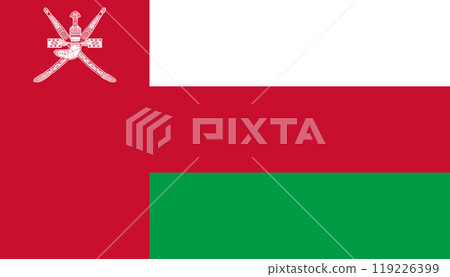 National flag of Oman. Flag of the Sultanate of Oman. Vector illustration 119226399