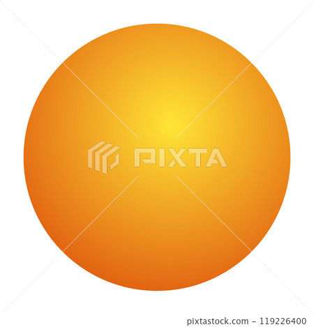 Orange gradient circle with a bright yellow center on a transparent background. Summer sun. Concept of simplicity and minimalism. Vector illustration 119226400