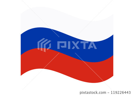 Wavy flag of Russia, isolated on transparent background. Flag of the Russian Federation. Vector illustration 119226443
