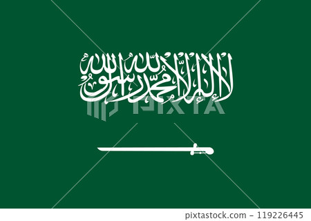 National flag of Saudi Arabia. Flag of the Kingdom of Saudi Arabia. Vector illustration 119226445