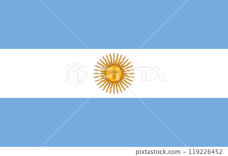The official national flag of Argentina. Flag of the Argentine Republic. Vector illustration 119226452