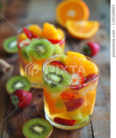 Detox water cocktail with various fruit 119226603