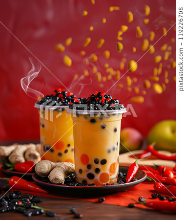 two milk shake drinks take away red 119226708