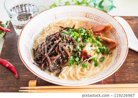 Hakata Tonkotsu Ramen topped with spicy sauce Hakata Tonkotsu Ramen topped with spicy sauce 119226987