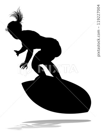 Woman Surfer Surfboard Female Surfer Silhouette Woman Surfer Surfboard Female Surfer Silhouette 119227004