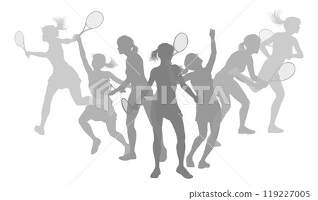 Silhouette Tennis Players Silhouettes Concept 119227005