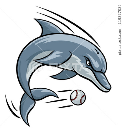 Dolphin Animal Baseball Ball Sports Team Mascot 119227023