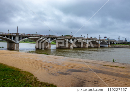 Mukogawa riverbank on a rainy day 119227567