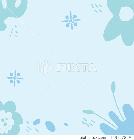 Winter cards template. Banner decorated with botanical elements and berries on a light blue background. Social media post. Vector hand drawn flat illustration. 119227809
