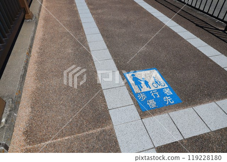 Sidewalks with pedestrian signs 119228180