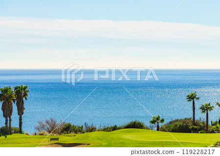 Golf course on sea coast in Spain Golf course on sea coast in Spain 119228217