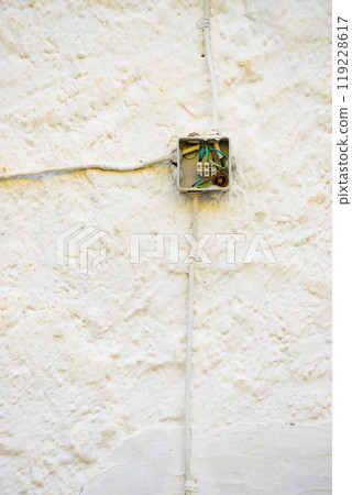 Electric box on the white wall 119228617