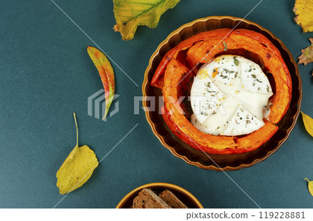 Baked squash with cheese. Baked squash with cheese. 119228881