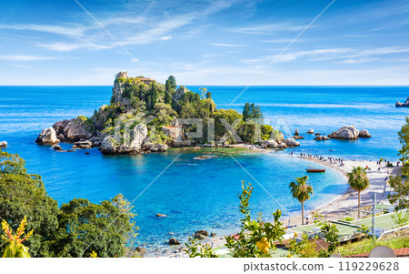 Isola Bella small island near Taormina, Sicily, southern Italy 119229628
