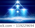 Abstract sci-fi background - aliens space ship above colony under dome 119229694