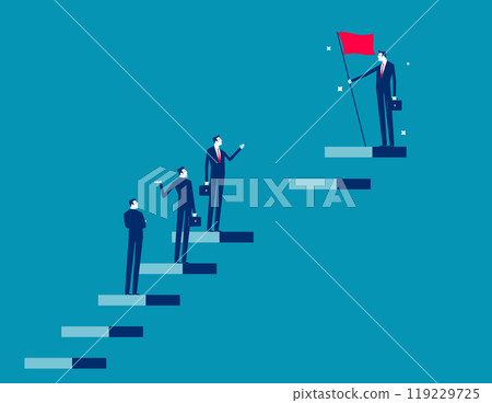 Skill gap, employee difficulty or difference knowledge, competence or career problem, talent obstacle or opportunity challenge concept, business people climb up stair to find sill gap to reach goal. Skill gap, employee difficulty or difference knowledge, competence or career problem, talent obstacle or opportunity challenge concept, business people climb up stair to find sill gap to reach goal. 119229725