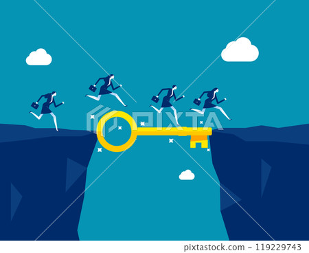 Key success, solution to solve problem and overcome obstacle, link or connect bridge to help achieve success, resolution method or resolve concept, business people walk on key success cross the gap. Key success, solution to solve problem and overcome obstacle, link or connect bridge to help achieve success, resolution method or resolve concept, business people walk on key success cross the gap. 119229743