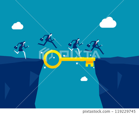 Key success, solution to solve problem and overcome obstacle, link or connect bridge to help achieve success, resolution method or resolve concept, business people walk on key success cross the gap. Key success, solution to solve problem and overcome obstacle, link or connect bridge to help achieve success, resolution method or resolve concept, business people walk on key success cross the gap. 119229745
