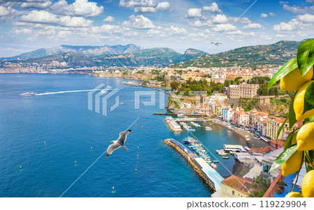 Aerial view of cliff coastline Sorrento and Gulf of Naples in Southern Italy Aerial view of cliff coastline Sorrento and Gulf of Naples in Southern Italy 119229904