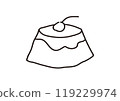 Illustration of a simple pudding with a cherry 119229974