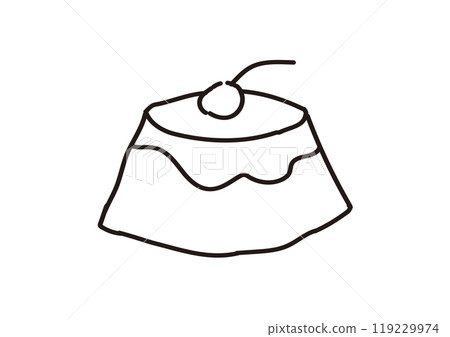 上面有櫻桃的簡單布丁的插圖 上面有櫻桃的簡單布丁的插圖 119229974