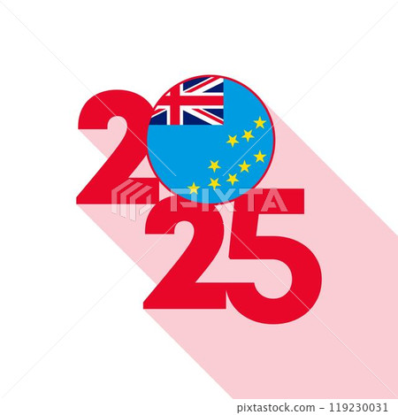 2025 banner with Tuvalu flag inside. Vector illustration. 119230031