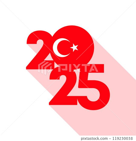 2025 banner with Turkey flag inside. Vector illustration. 119230038