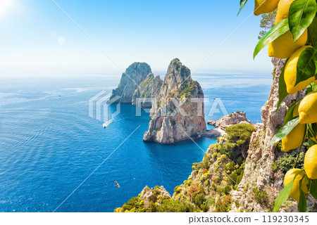 Famous Faraglioni Rocks, Capri Island, Italy 119230345