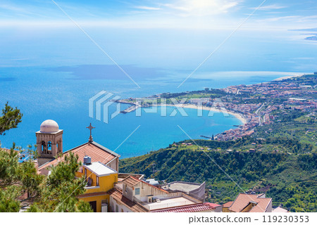 Church Chiesa Madre in Castelmola above Taormina, Sicily Island, Italy Church Chiesa Madre in Castelmola above Taormina, Sicily Island, Italy 119230353