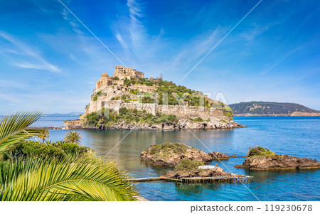 Aragonese Castle located in sea near Ischia island, Italy. 119230678