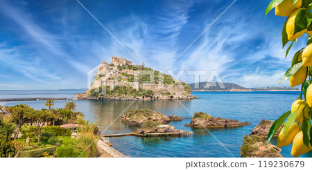 Aragonese Castle or Castello Aragonese located near Ischia Island, Italy. 119230679