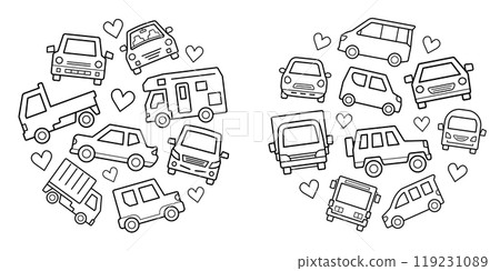 汽車圖示圓形畫廊(中版線描)心 汽車圖示圓形畫廊(中版線描)心 119231089