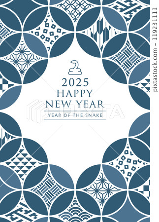 2025蛇年新年賀卡模板採用日本景泰藍圖案設計 2025蛇年新年賀卡模板採用日本景泰藍圖案設計 119231111