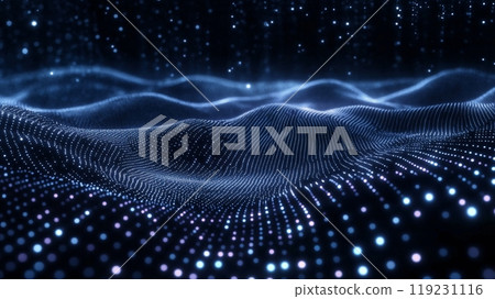 Immersive and futuristic virtual reality grid with glowing points, Generated AI 119231116